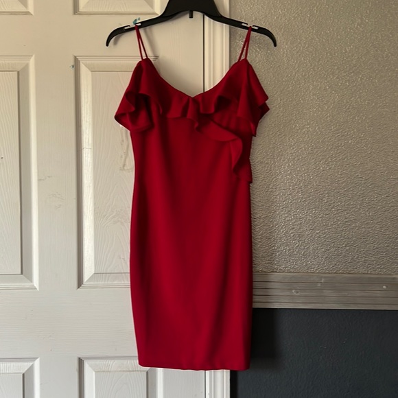 Never worn bodycon cold shoulder ruffled dress - Picture 1 of 10